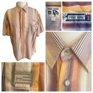 VTG Phat Farm Classic Men’s Button Front Shirt Sz M Multicolored Barcode Stripe